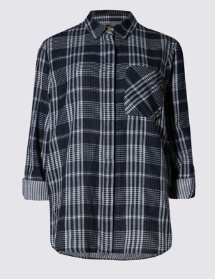 Pure Cotton Double Cloth Checked Shirt
